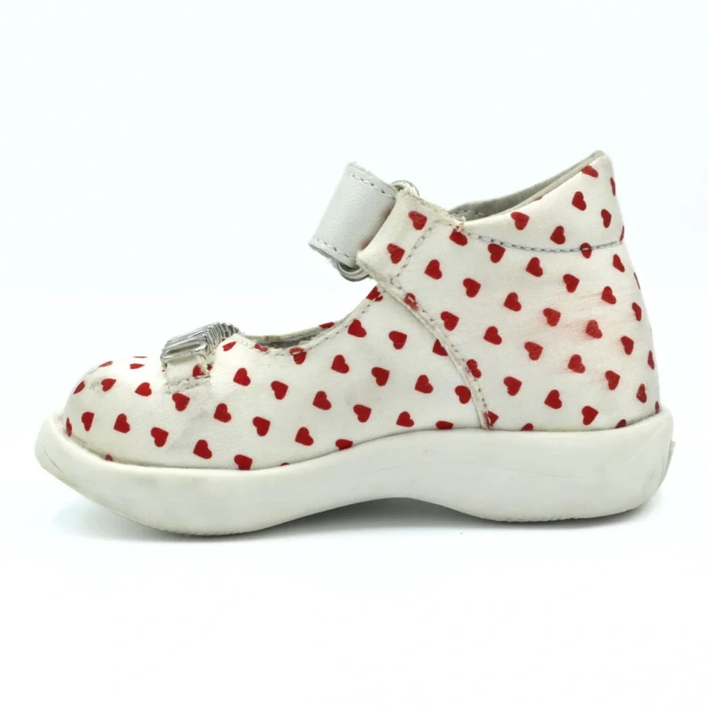 Love Moschino Kids Girls Mary Jane Shoes Size‎ 18 (3.5K)White Red Heart Designer